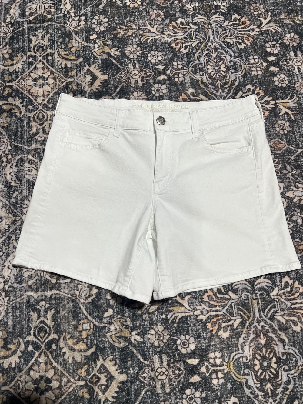 American Eagle Outfitters Midi White Women's Casual Denim Shorts